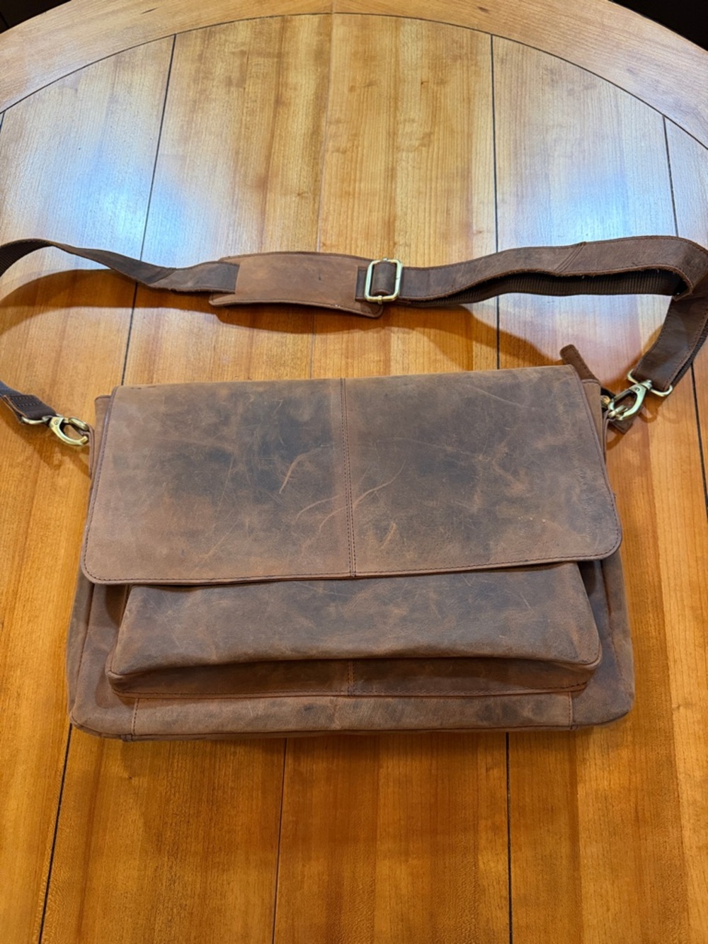 Classic Brown Leather Messenger Bag for Men